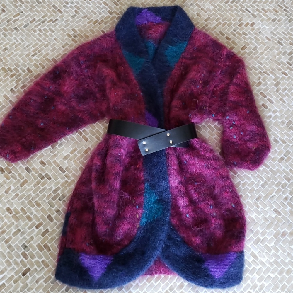 ๐ฅHP๐ฅVTG NWOT hand-knit Mohair coat, S/M red - Picture 4 of 8